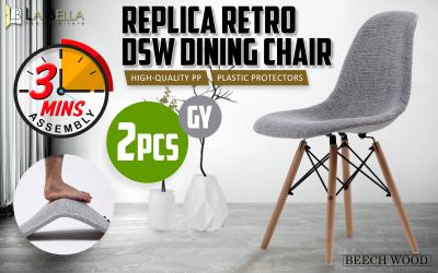 La Bella 2 Set Grey Retro Dining Cafe Chair DSW Fabric