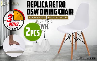 La Bella 2 Set White Retro Dining Cafe Chair DSW PP