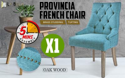 La Bella Blue French Provincial Dining Chair Amour Oak Leg