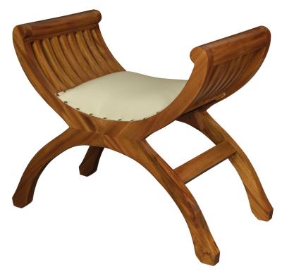 Single Seater Upholstered Stool (Light Pecan)