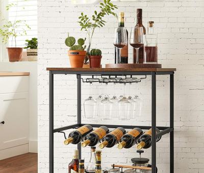 VASAGLE Bar Cart Rustic Brown and Black LRC087B01