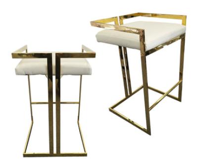 Arya Bar Stool in White with Gold Frame