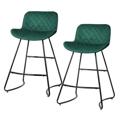 Artiss Set of 2 Bar Stools Kitchen Stool Chairs Chair Velvet Barstool Barstools Green