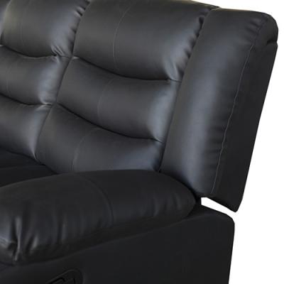 3 Seater Recliner Sofa In Faux Leather Lounge Couch in Black