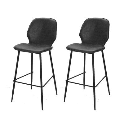 Artiss Set of 2 Bar Stools Kitchen Stool Barstool Dining Chairs Leather Black Kingsley