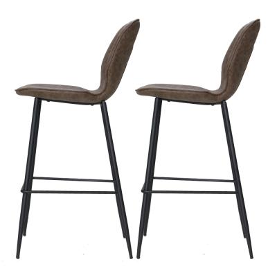 Artiss Set of 2 Bar Stools Kitchen Stool Barstool Dining Chairs Leather Brown Kingsley