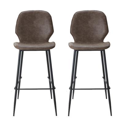 Artiss Set of 2 Bar Stools Kitchen Stool Barstool Dining Chairs Leather Brown Kingsley