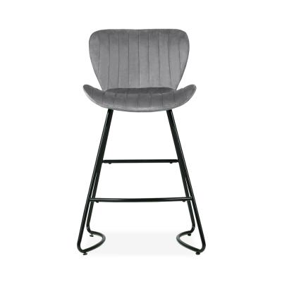 Artiss Bar Stools Kitchen Stool Velvet Dining Chairs Grey Barstool Chair Metal