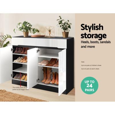 Artiss 120cm Shoe Cabinet Shoes Storage Rack High Gloss Cupboard Shelf Drawers