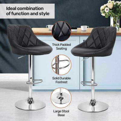 Home Master 2PCE Bar Stool Black Swivel Seat Adjusting Height Stylish Modern