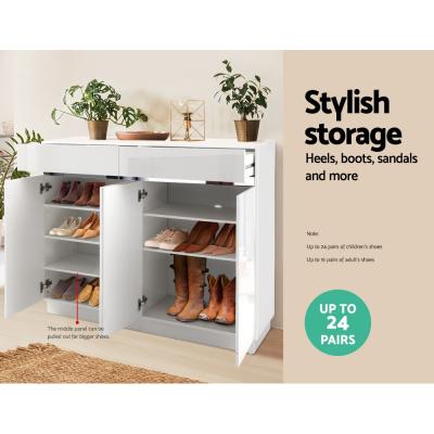 Artiss 120cm Shoe Cabinet Shoes Storage Rack High Gloss Cupboard White Drawers