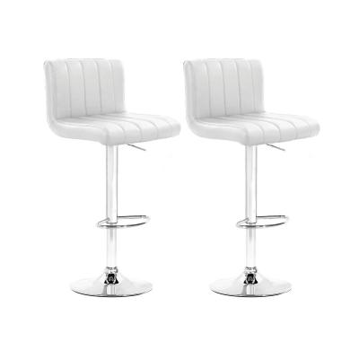 Home Master 2PCE Bar Stool White Swivel Seat Adjusting Height Stylish Modern