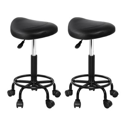 Artiss 2X Saddle Salon Stool Swivel Barber Chairs Bar Stools Hydraulic Lift PU