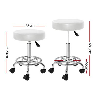 Artiss 2X Salon Stool Swivel Round Barber Hair Bar Stools Hydraulic Lift White