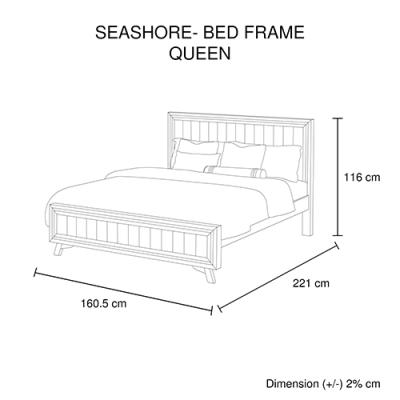 Queen Size Silver Brush Bed Frame in Acacia Wood Construction