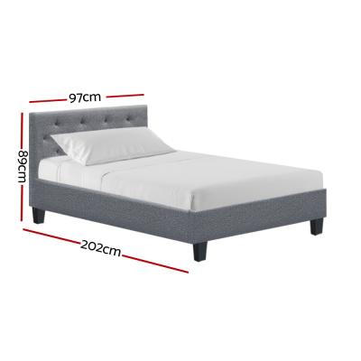 Artiss Vanke Bed Frame Fabric- Grey Single