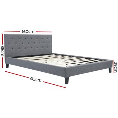 Artiss Vanke Bed Frame Fabric- Grey Queen