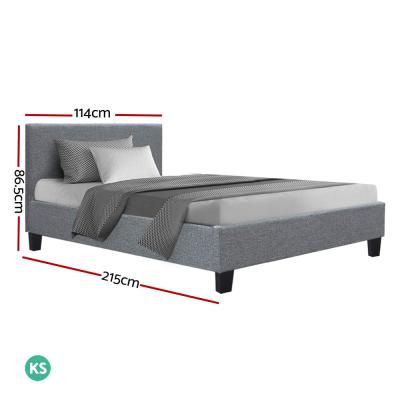 Artiss Neo Bed Frame Fabric - Grey King Single