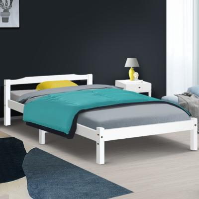 Artiss Bed Frame Single Size Wooden Mattress Base Timber Platform White