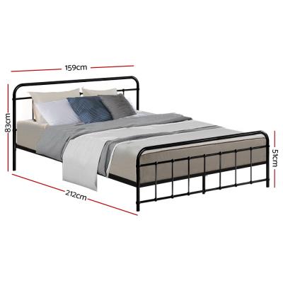 Artiss LEO Metal Bed Frame - Queen (Black)