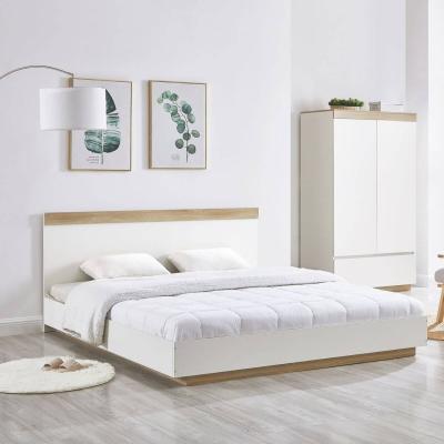 Aiden Industrial Contemporary White Oak Bed Frame Queen Size