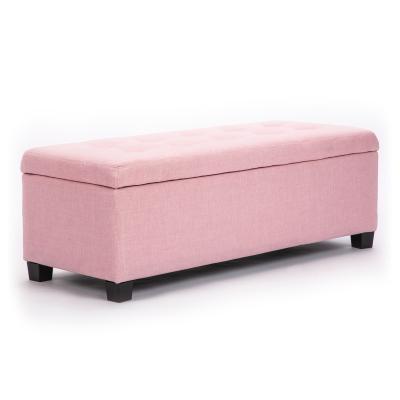 La Bella 102cm Pink Storage Ottoman Stool Fabric