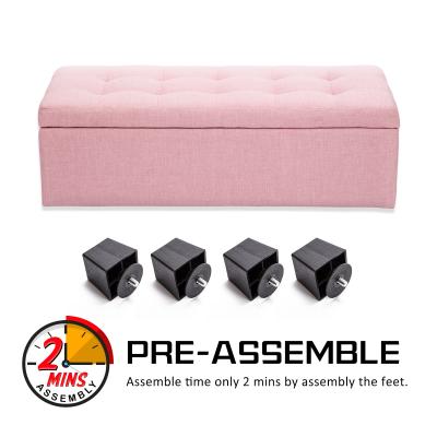 La Bella 102cm Pink Storage Ottoman Stool Fabric