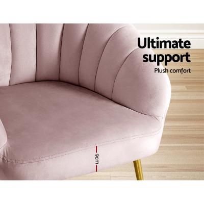 Artiss Armchair Lounge Chair Armchairs Accent Chairs Velvet Sofa Pink Couch